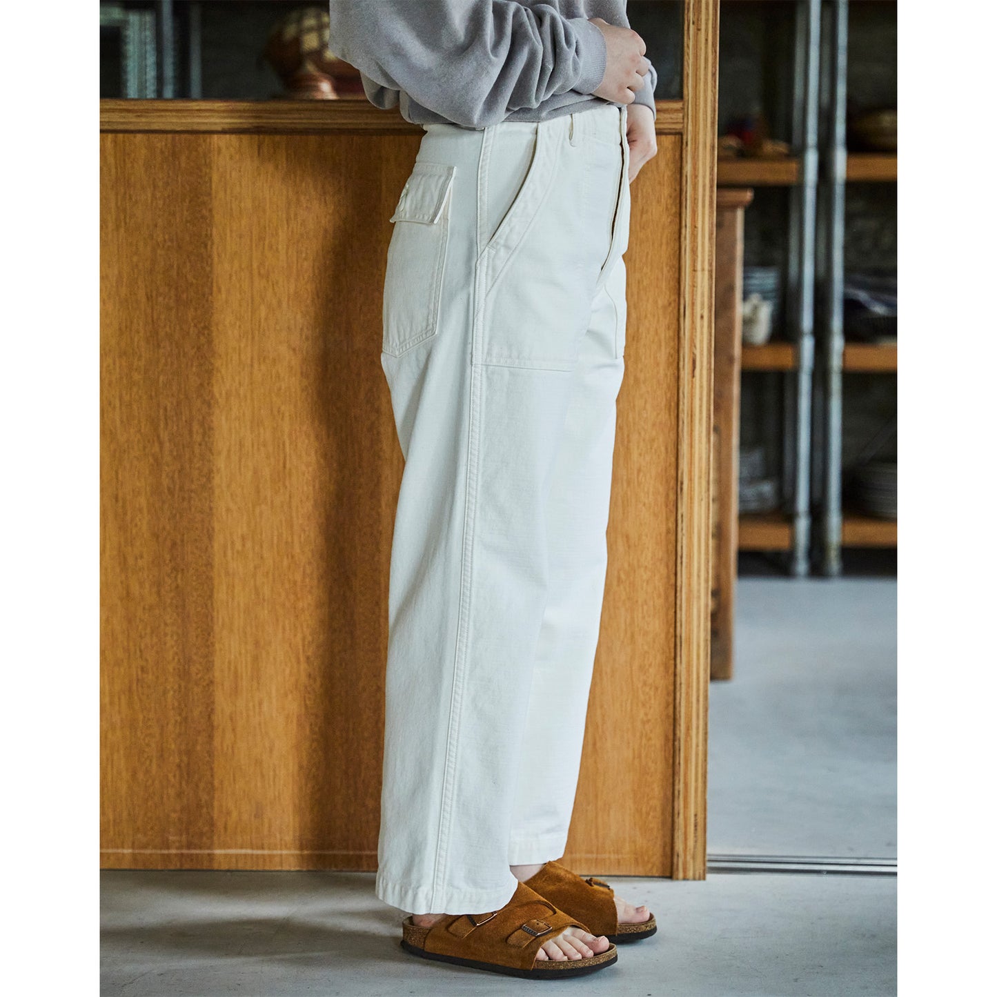 Women's Short Length US Army Fatigue Pants, Ecru