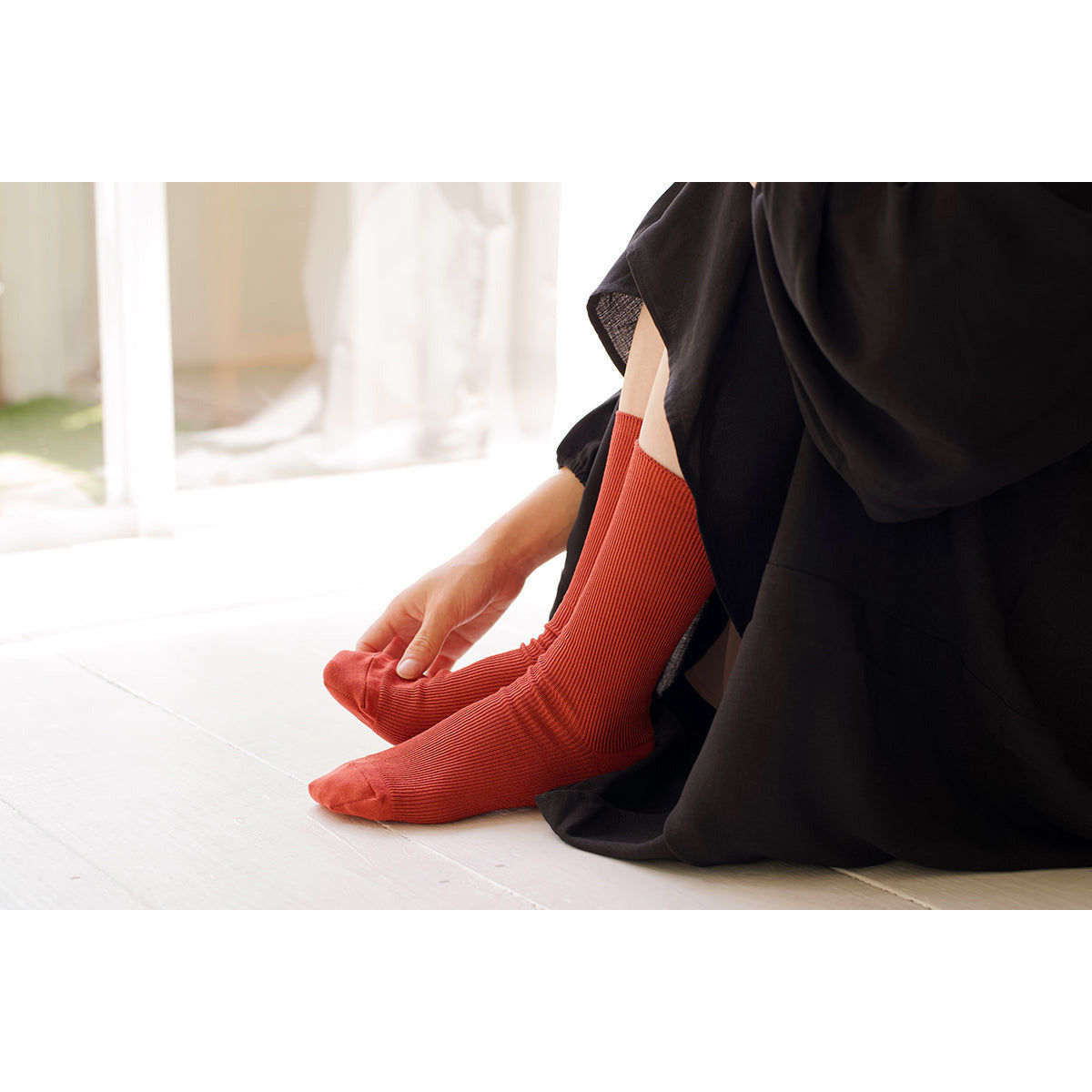 Memeri Giza Cotton Ribbed Socks, Rooibos Tea
