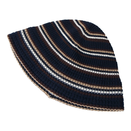 Multi Border Knit Hat, Navy