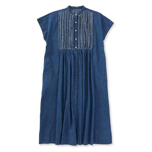 Women's Fringe Tuck French Sleeve Dress, Blue