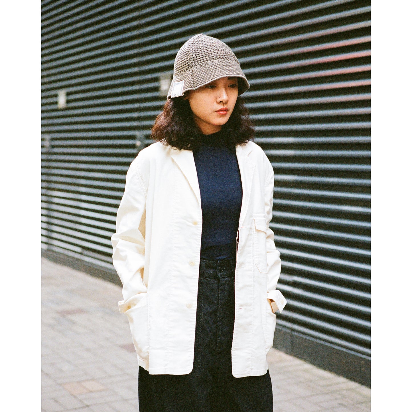 Brushed Light German Cloth 3 Buttons Work Jacket, Off White