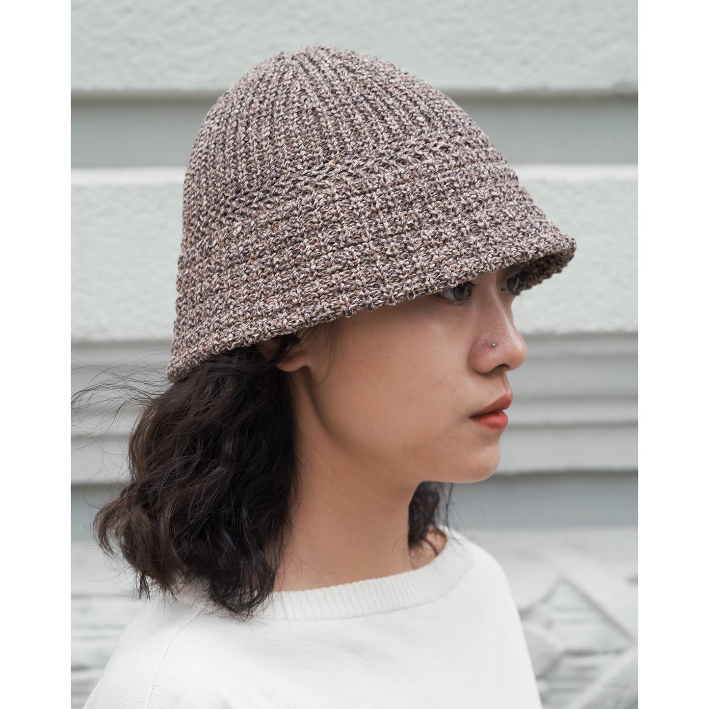 Mix Japanese Paper Knit Bucket Hat, Brown