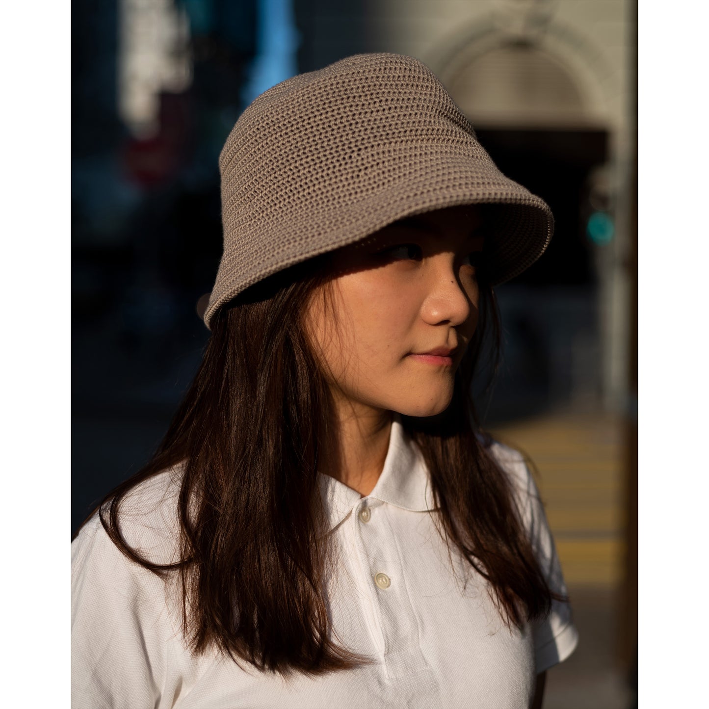 Crochet Style Knit Hat, Greige