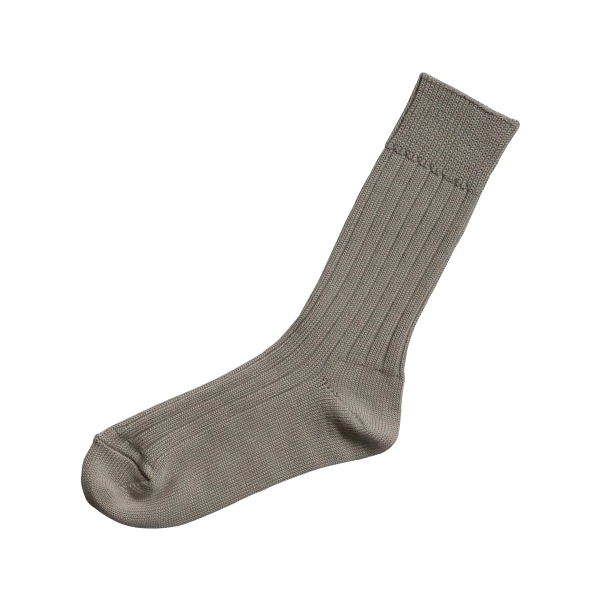 Nishiguchi Kutsushita Egyptian Cotton Ribbed Socks, Light Gray