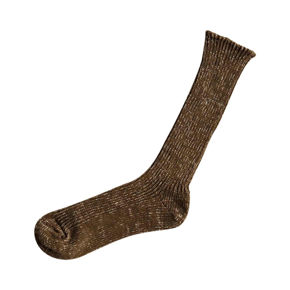 Nishiguchi Kutsushita Hemp Cotton Ribbed Socks, Khaki