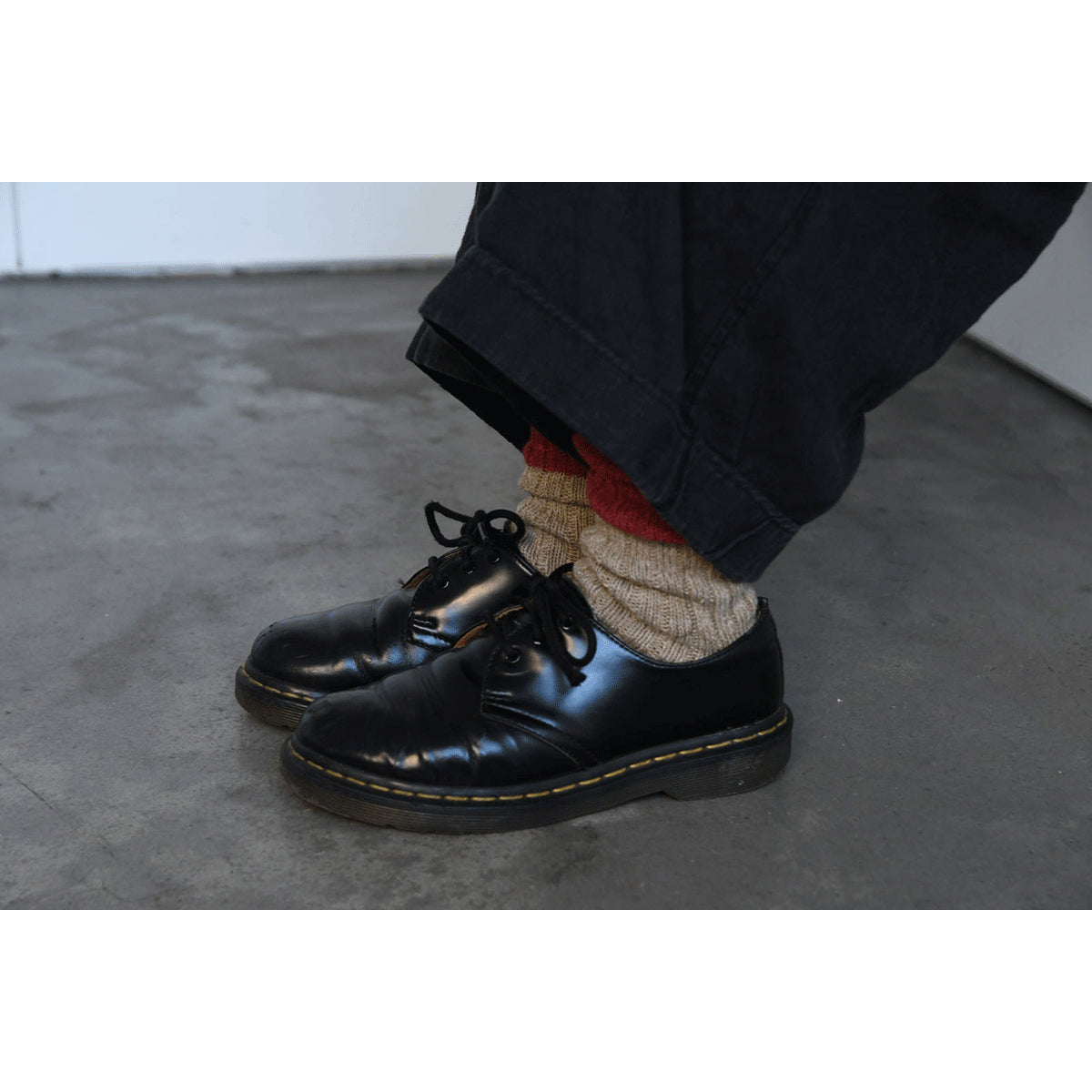 Nishiguchi Kutsushita Wool Cotton Slab Socks, Jungle Green