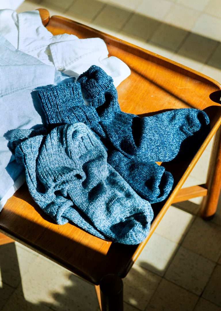 Denim Tone Crew Socks, Blue