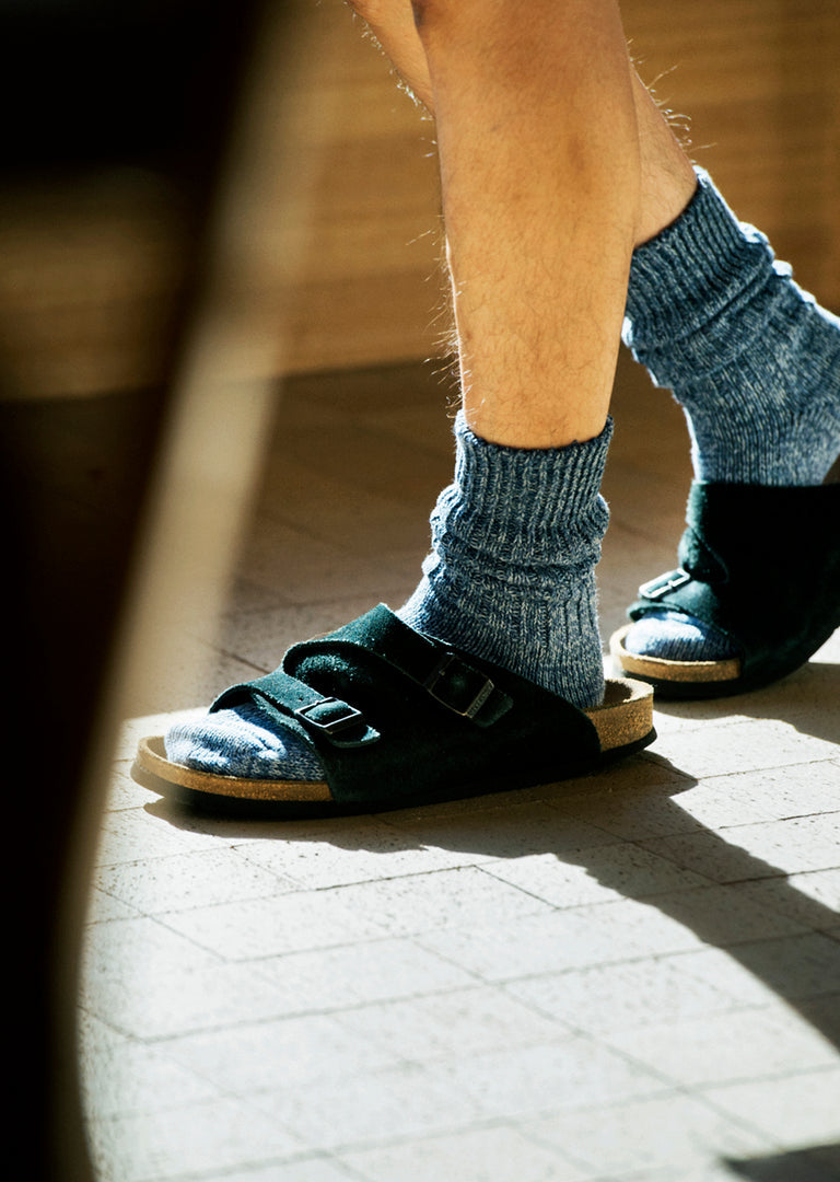 Denim Tone Crew Socks, Blue