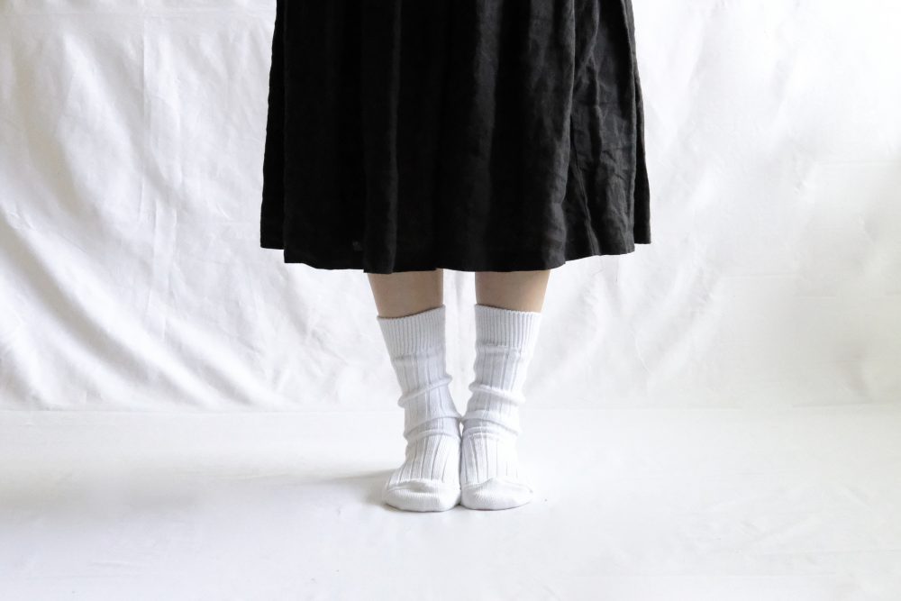 Nishiguchi Kutsushita Egyptian Cotton Ribbed Socks, Black