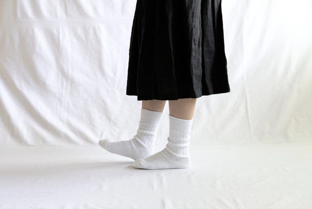 Nishiguchi Kutsushita Egyptian Cotton Ribbed Socks, Black