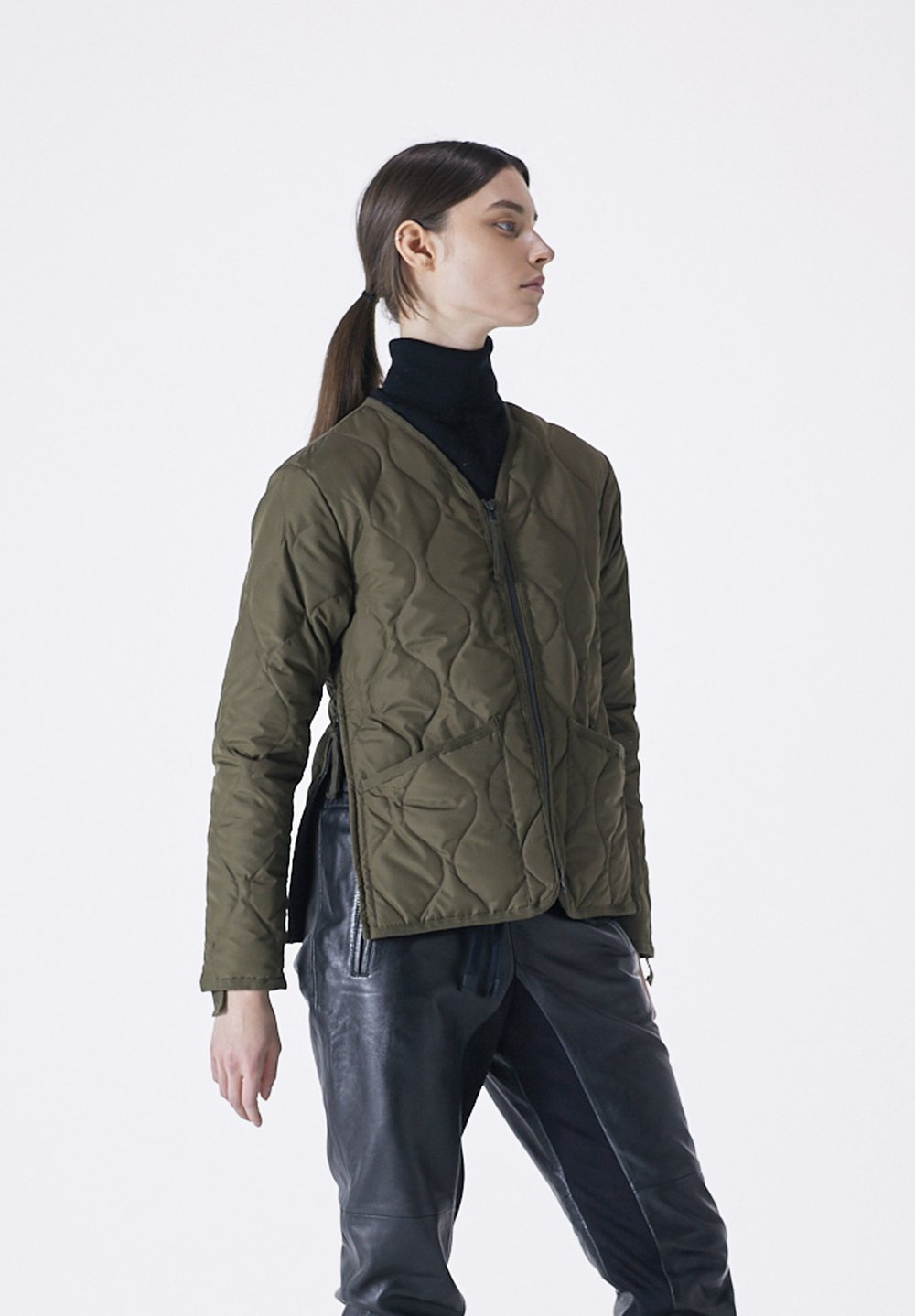 Military Zip Down Jacket, Dark Olive