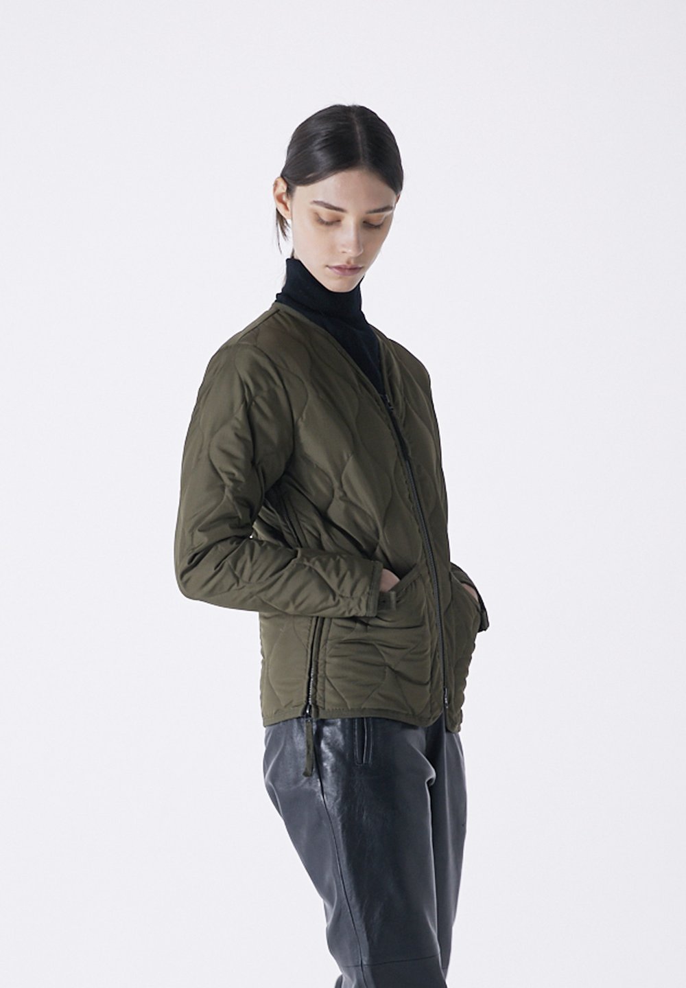 Military Zip Down Jacket, Dark Olive