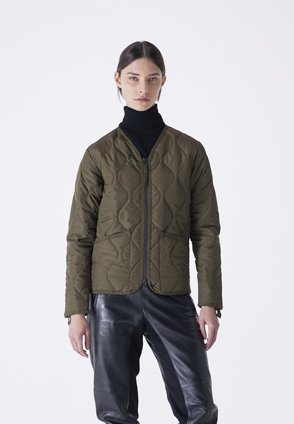 Military Zip Down Jacket, Dark Olive