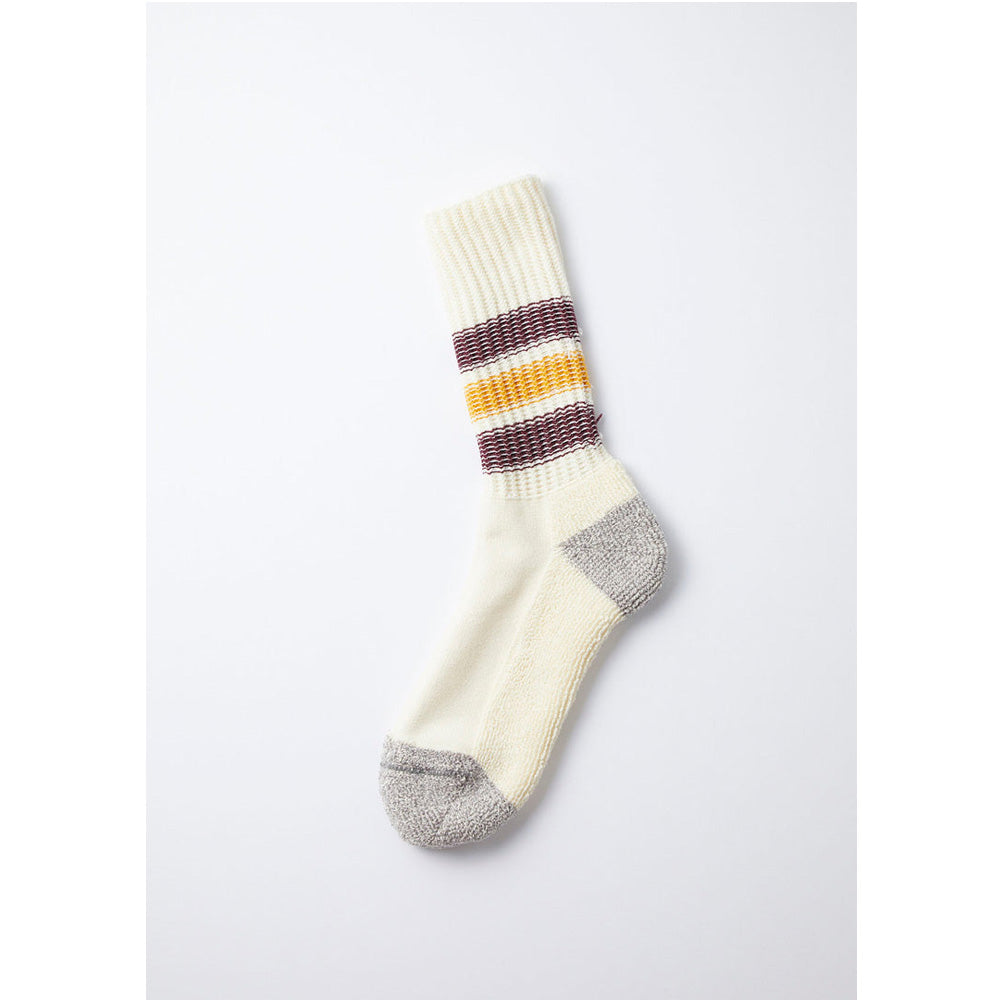 Coarse Ribbed Oldschool Crew Socks, Navy/Yellow
