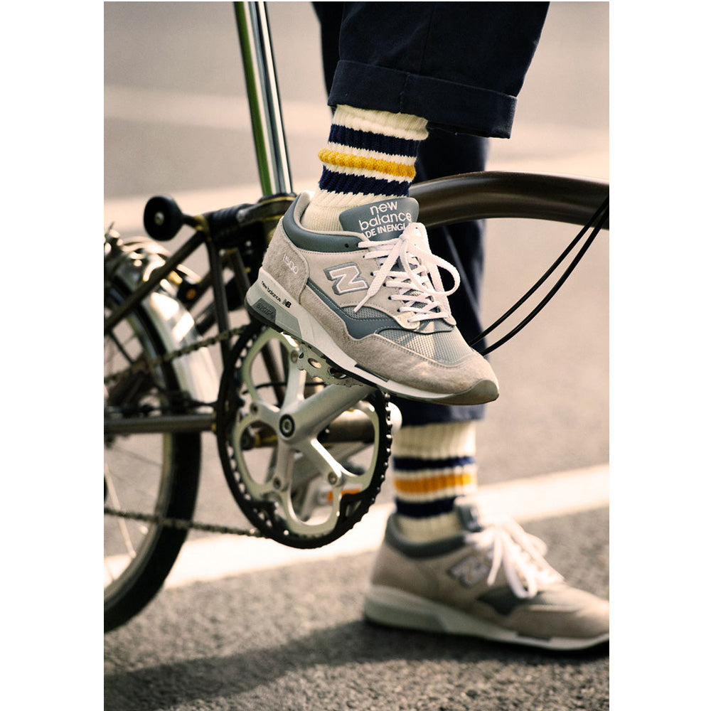 Coarse Ribbed Oldschool Crew Socks, Navy/Yellow