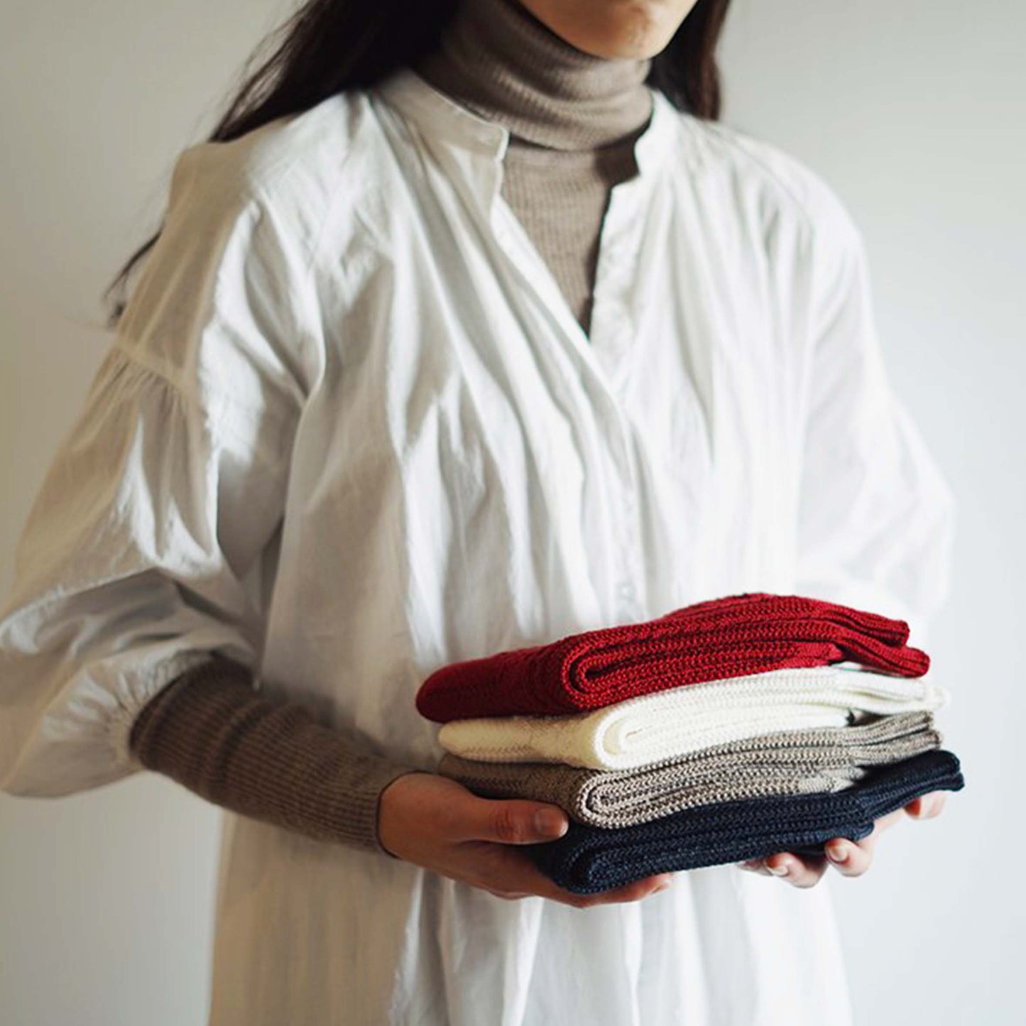 Memeri Wool Cotton Cable Socks, Beige