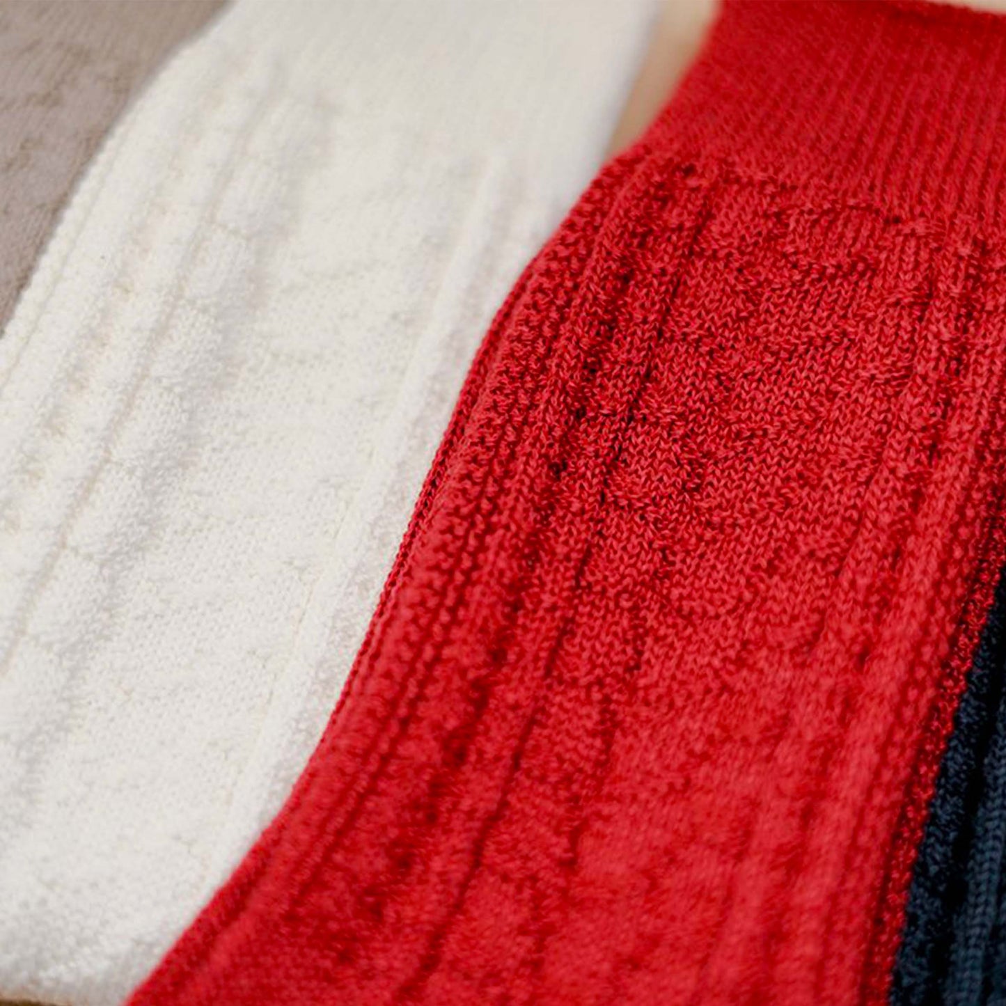 Memeri Wool Cotton Cable Socks, Beige