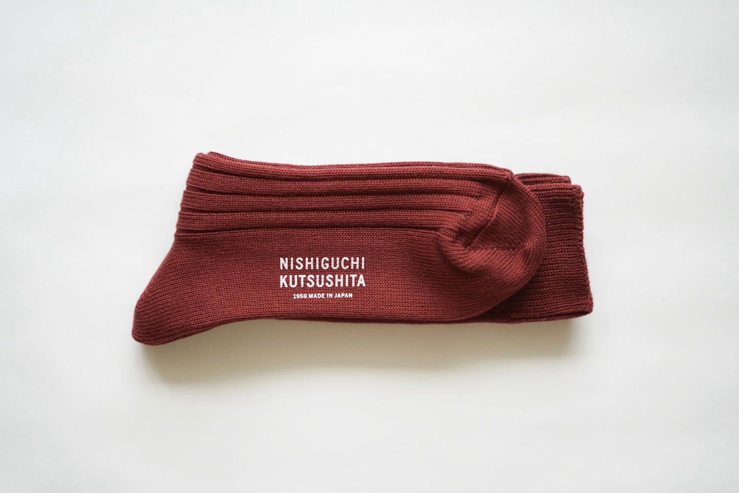Nishiguchi Kutsushita Egyptian Cotton Ribbed Socks, Cafe Au Lait