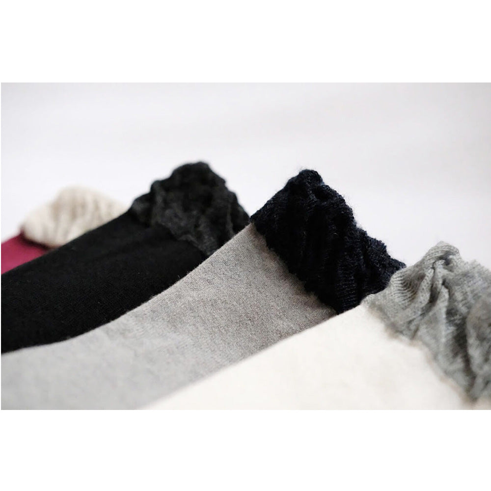 Nishiguchi Kutsushita Wool Cotton Frill Socks, Wine