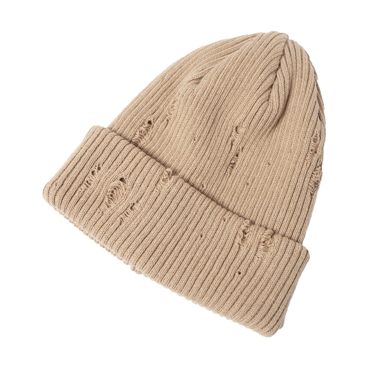 Racal Ripped Cotton Knit Watch Cap, Beige – Peacher