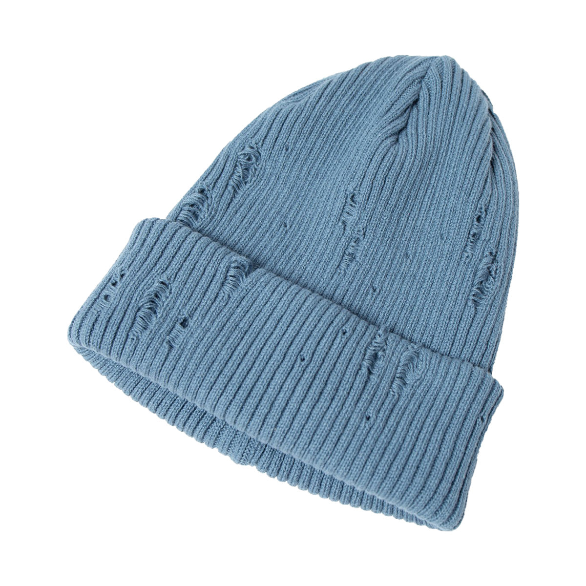 Racal Ripped Cotton Knit Watch Cap, Blue