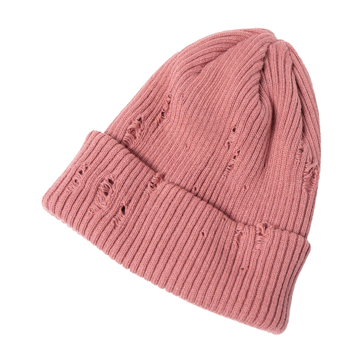 Racal Ripped Cotton Knit Watch Cap, Pink
