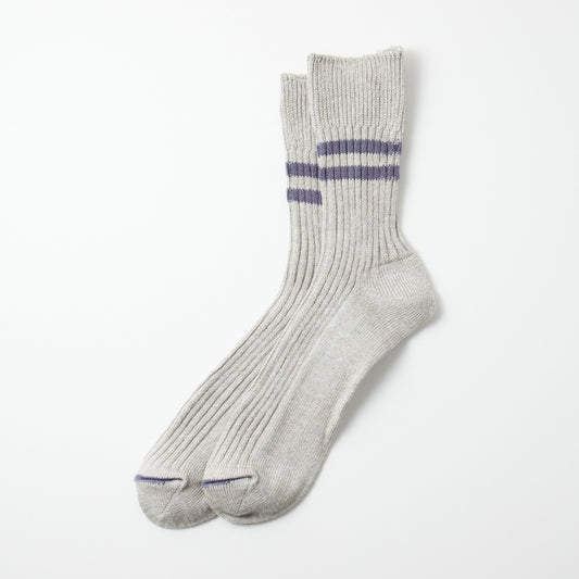 Hemp Organic Cotton Stripe Socks, Gray/Purple Haze