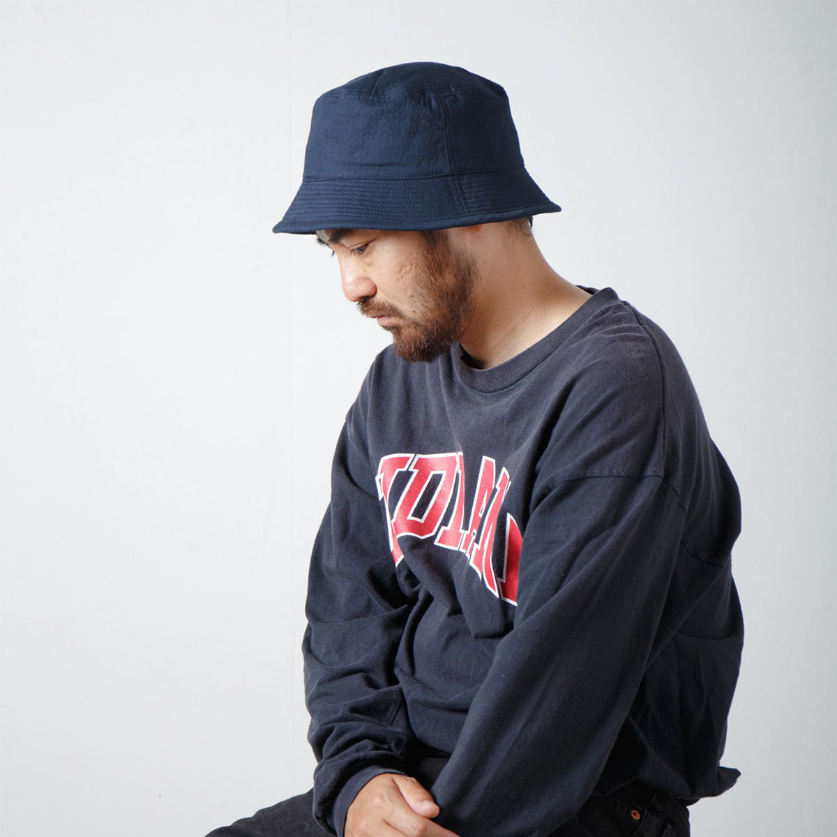 Stitch Dobby Bucket Hat, Navy