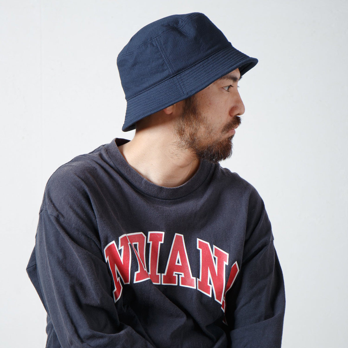 Stitch Dobby Bucket Hat, Navy