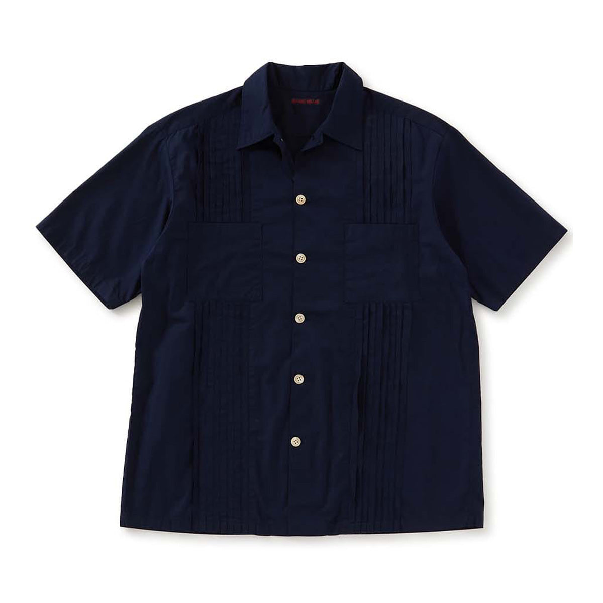 Unisex Fringe Tuck Cuban Shirt, Navy