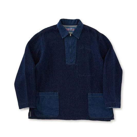 Men's Flow Jacquard Denim Half Zip Pullover Shirt
