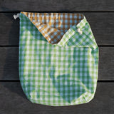 Peacher Gingham Drawstring Bag, Yellow / Light Green