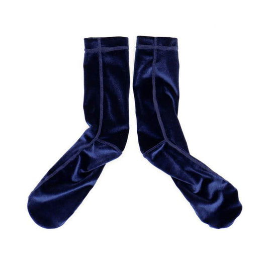 Velour Socks, Navy