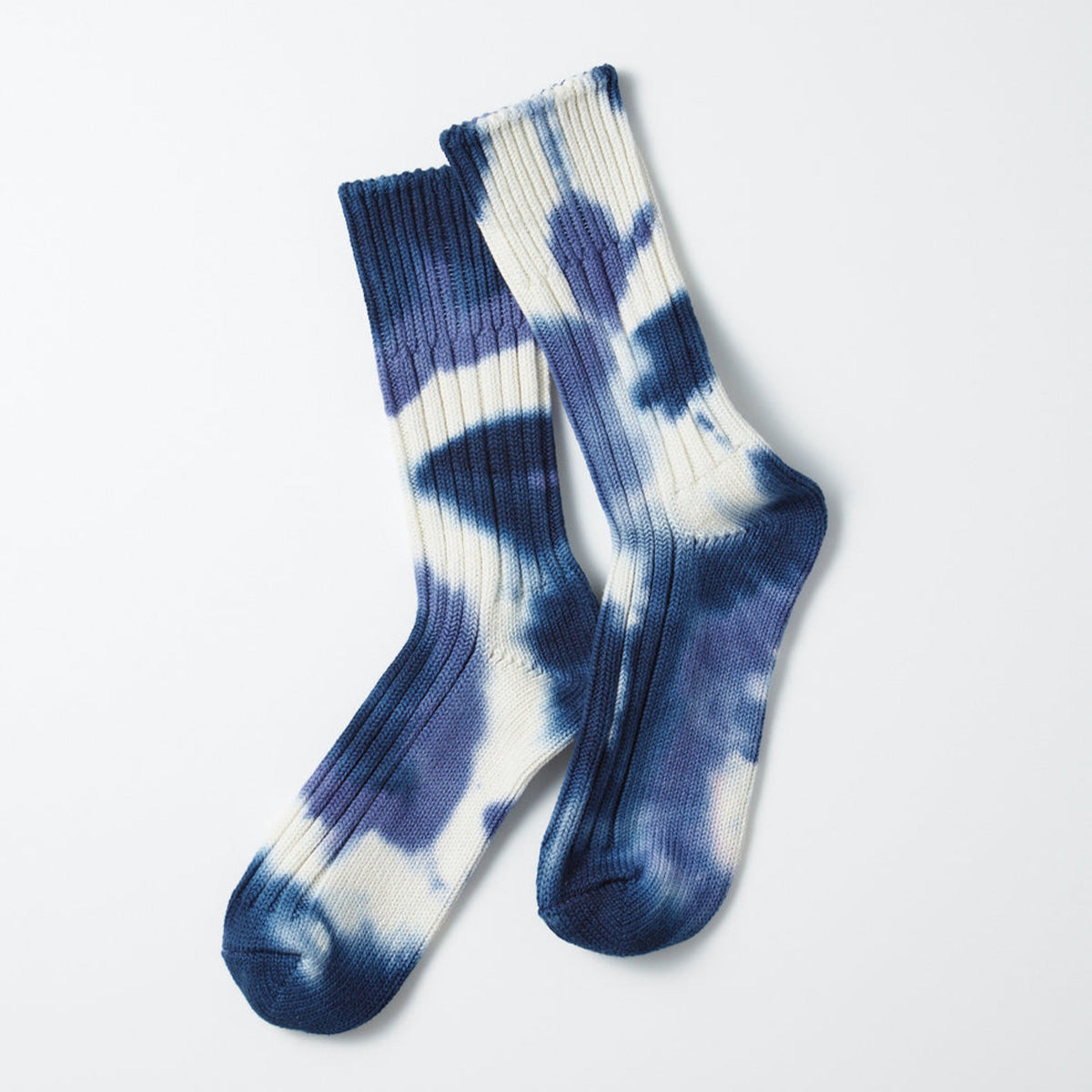 Chunky Ribbed Tie Dye Crew Socks, Navy/Blue