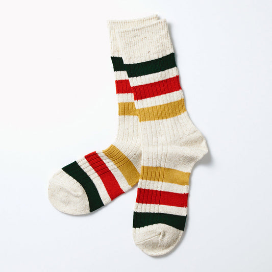 Park Stripe Crew Socks, Ivory