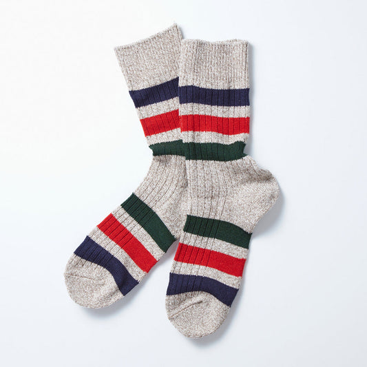 Park Stripe Crew Socks, Beige