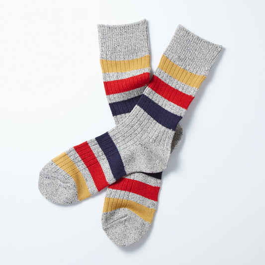 Park Stripe Crew Socks, Medium Grey