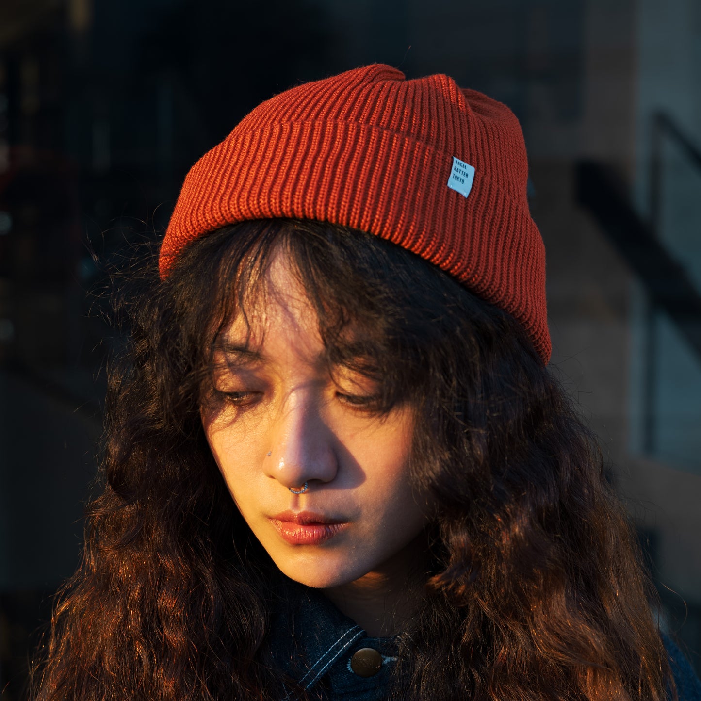 Two-Way Knit Beanie, Orange