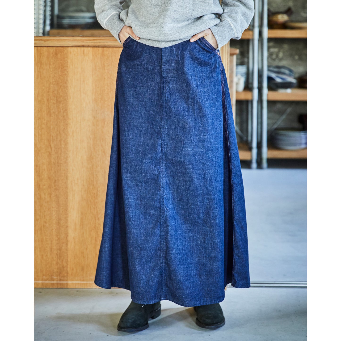 Women's Denim Painter Long Skirt