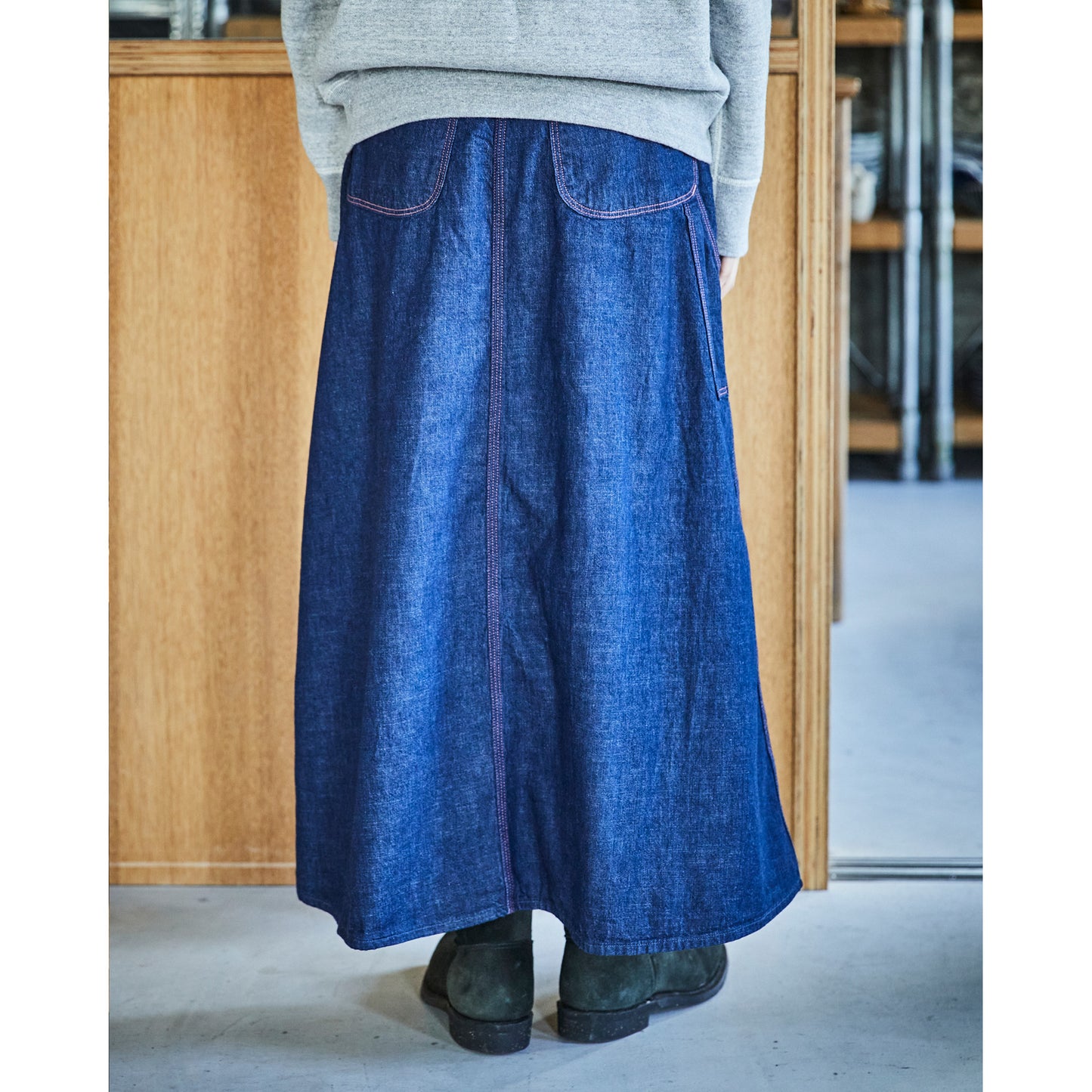 Women's Denim Painter Long Skirt