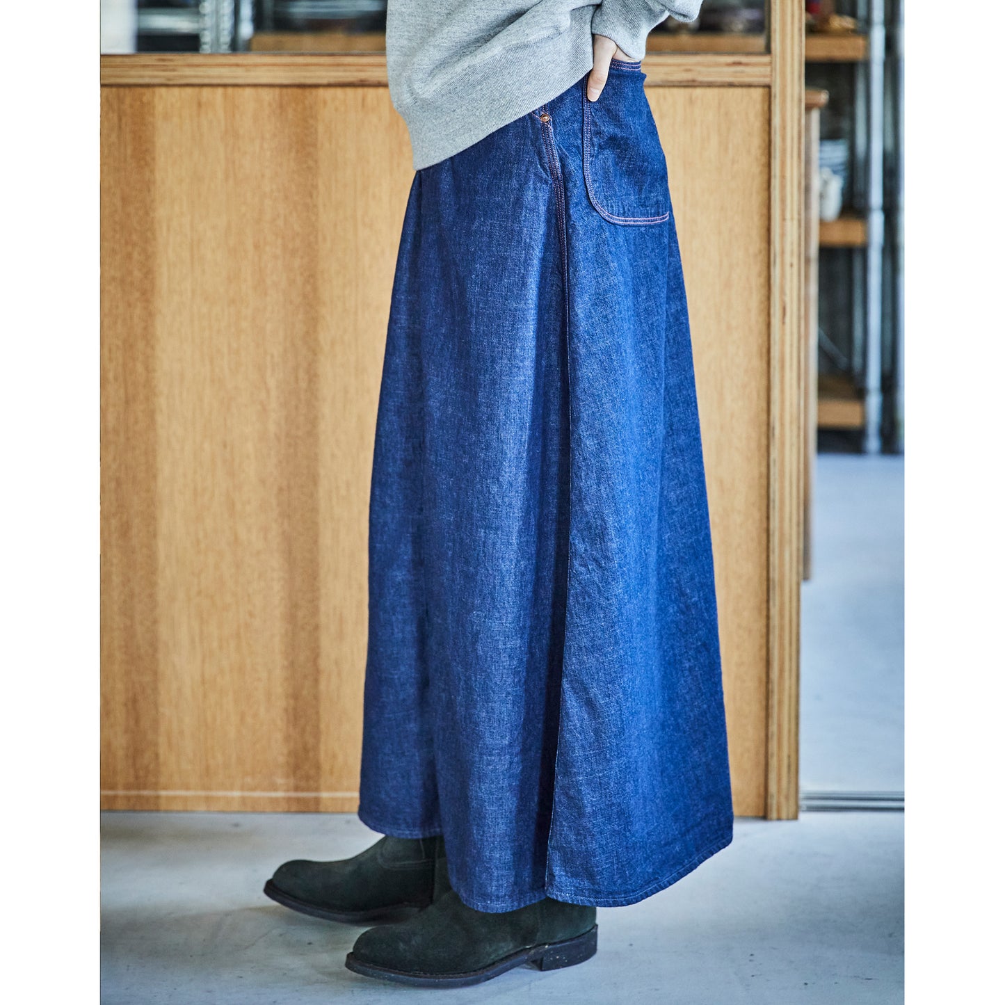 Women's Denim Painter Long Skirt