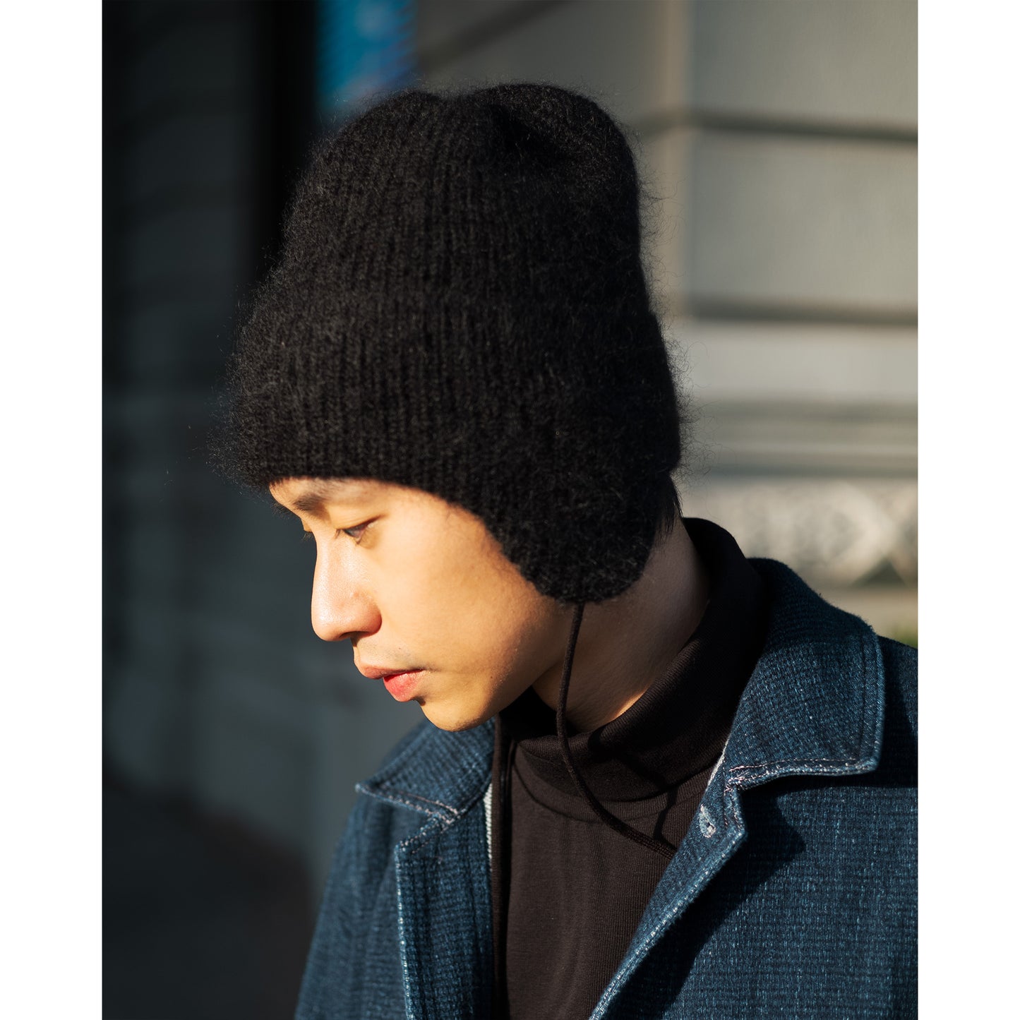 Mohair Ear Cap, Black