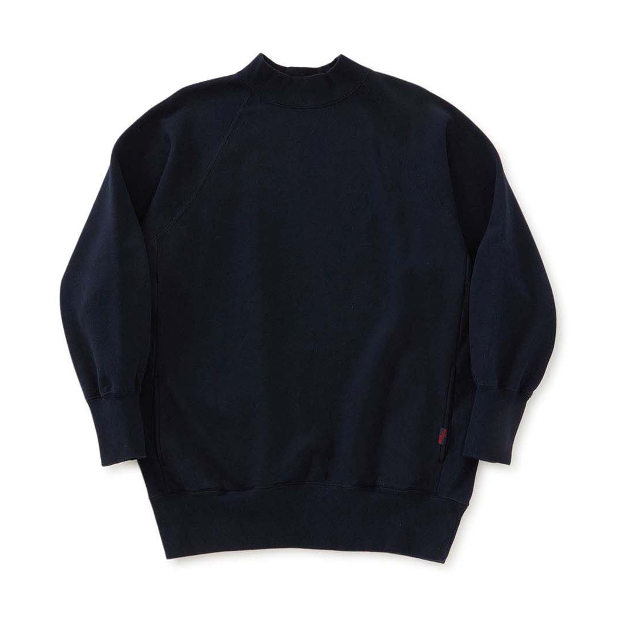 Unisex Knitted High Density Fleece Mock Neck Sweatshirt Navy