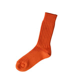 Nishiguchi Kutsushita Egyptian Cotton Ribbed Socks, Apricot Orange