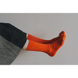 Nishiguchi Kutsushita Egyptian Cotton Ribbed Socks, Apricot Orange