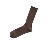 Nishiguchi Kutsushita Women's Silk Cotton Ribbed Socks, Brown
