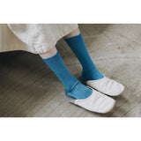 Nishiguchi Kutsushita Women's Silk Cotton Ribbed Socks, Sky Blue
