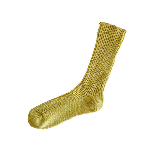 Nishiguchi Kutsushita Hemp Cotton Ribbed Socks, Vintage Yellow