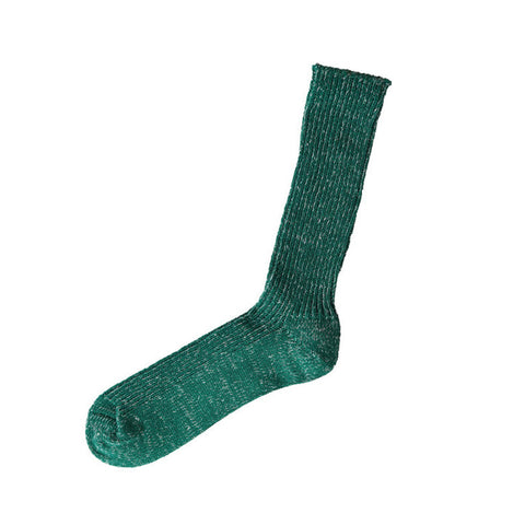 Nishiguchi Kutsushita Hemp Cotton Ribbed Socks, Park Green