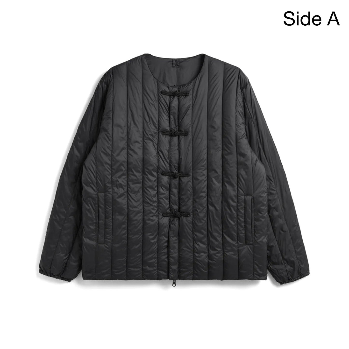 Mandarin Reversible Down Jacket, Black/Black